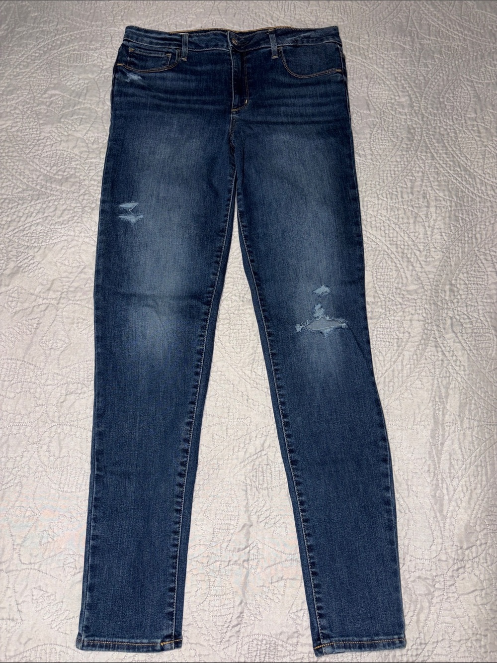 Gap skinny distressed jeans in dark indigo, sz 14T
